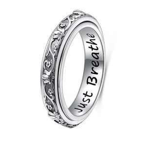 Men Women Spinner Ring 925 Sterling Silver Fidget Rings for Anxiety Stress Relie